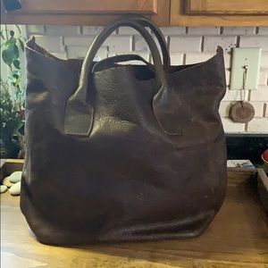Brown Leather Sack Handbag
